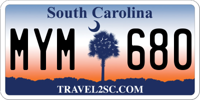 SC license plate MYM680