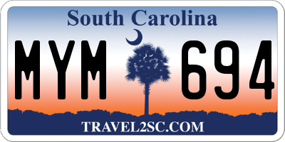 SC license plate MYM694