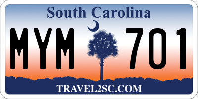 SC license plate MYM701