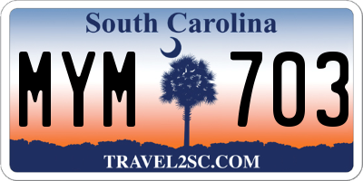 SC license plate MYM703