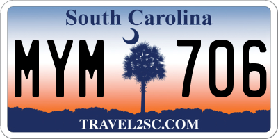 SC license plate MYM706