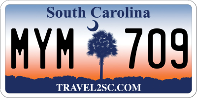 SC license plate MYM709