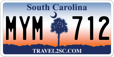 SC license plate MYM712