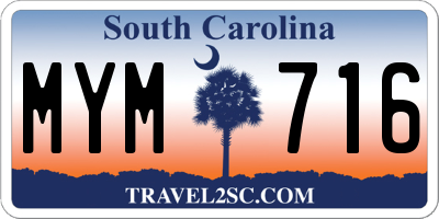 SC license plate MYM716