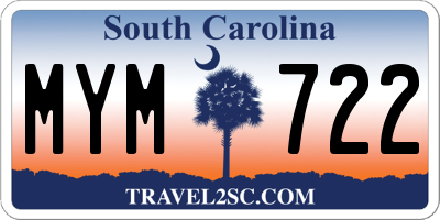 SC license plate MYM722
