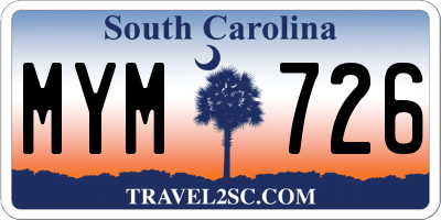 SC license plate MYM726
