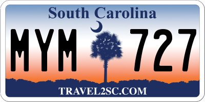 SC license plate MYM727