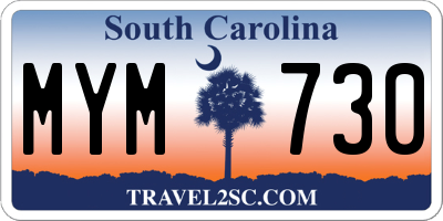 SC license plate MYM730