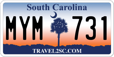 SC license plate MYM731