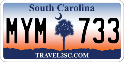 SC license plate MYM733