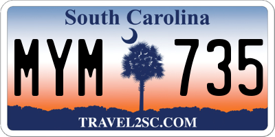 SC license plate MYM735