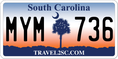 SC license plate MYM736