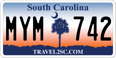 SC license plate MYM742
