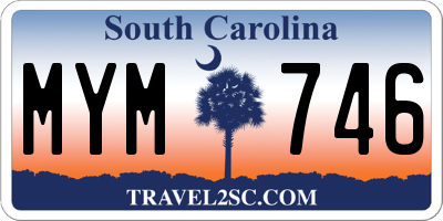 SC license plate MYM746