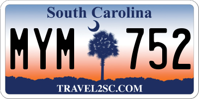 SC license plate MYM752