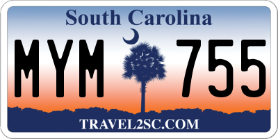 SC license plate MYM755