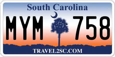 SC license plate MYM758