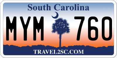 SC license plate MYM760