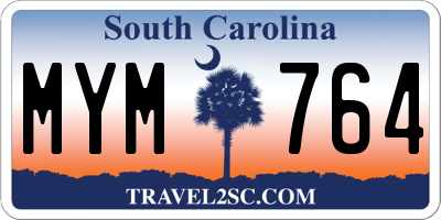 SC license plate MYM764