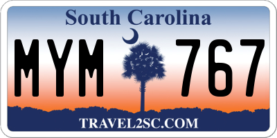SC license plate MYM767