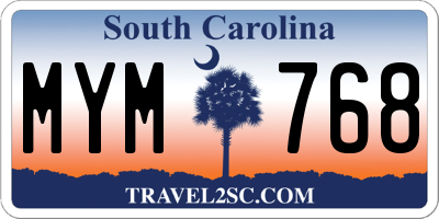SC license plate MYM768