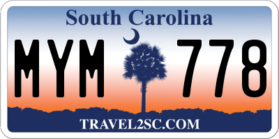 SC license plate MYM778