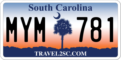 SC license plate MYM781