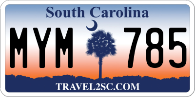 SC license plate MYM785