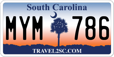 SC license plate MYM786