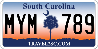 SC license plate MYM789