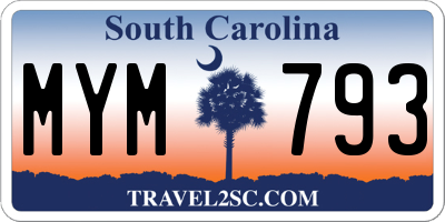 SC license plate MYM793