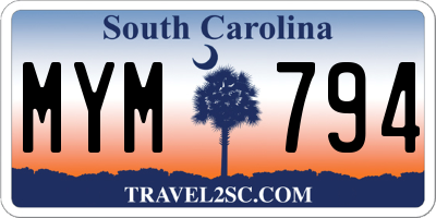 SC license plate MYM794