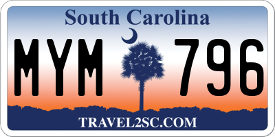 SC license plate MYM796