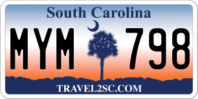 SC license plate MYM798