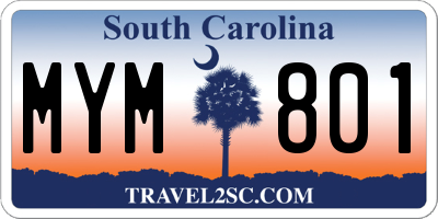 SC license plate MYM801