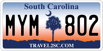 SC license plate MYM802