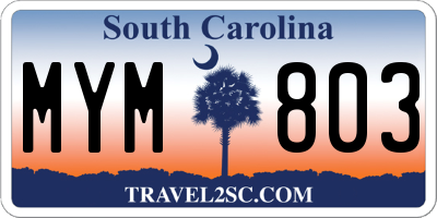 SC license plate MYM803