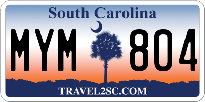 SC license plate MYM804