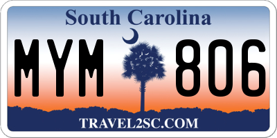 SC license plate MYM806