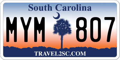 SC license plate MYM807