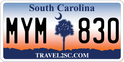 SC license plate MYM830