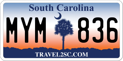 SC license plate MYM836