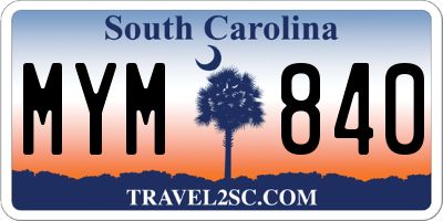 SC license plate MYM840