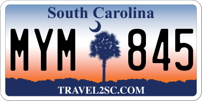 SC license plate MYM845