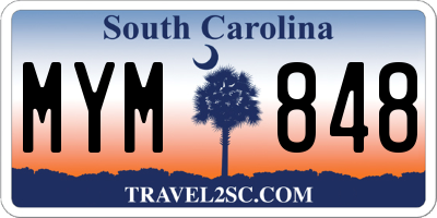 SC license plate MYM848