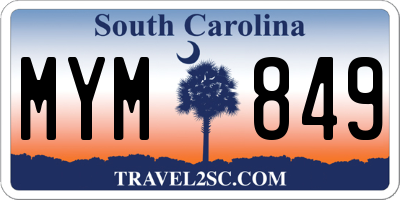 SC license plate MYM849