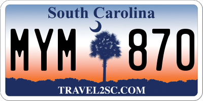 SC license plate MYM870