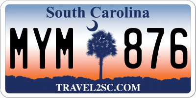 SC license plate MYM876