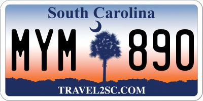 SC license plate MYM890