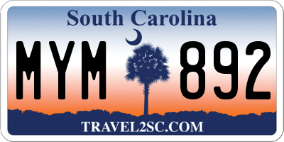 SC license plate MYM892